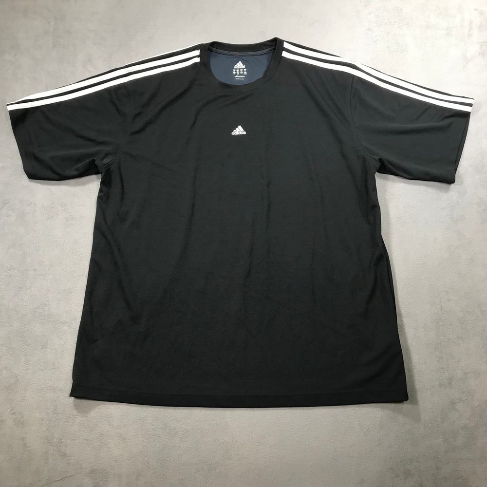 Adidas T-Shirt Mens 2XL Black Vintage Climalite 3-Stripe Performance Soccer Y2K